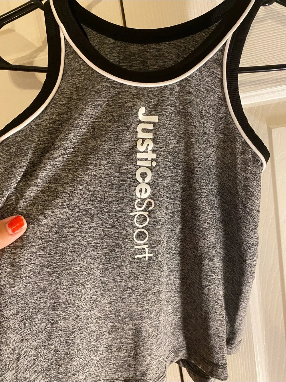 Justice Grey Tank Top with Black and White Trim